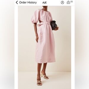 Aje mimosa cutout linen silk midi dress